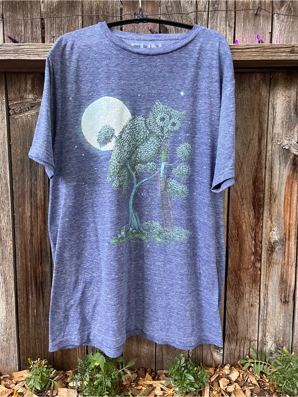 Retro Blue Graphic Owl Tee